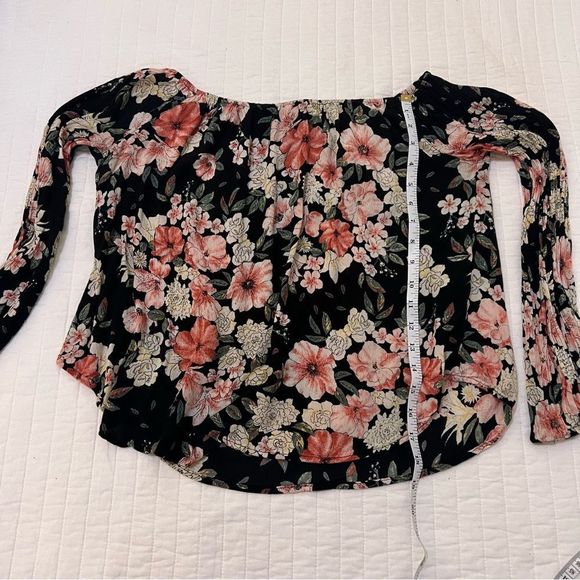 🌸 Billabong Off the Shoulder Long Sleeve Floral Print Blouse - Medium - Picture 10 of 11